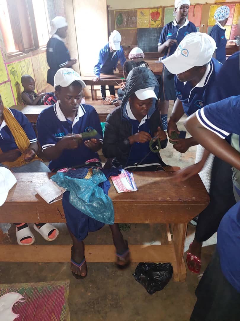 During Training of bag crocheting