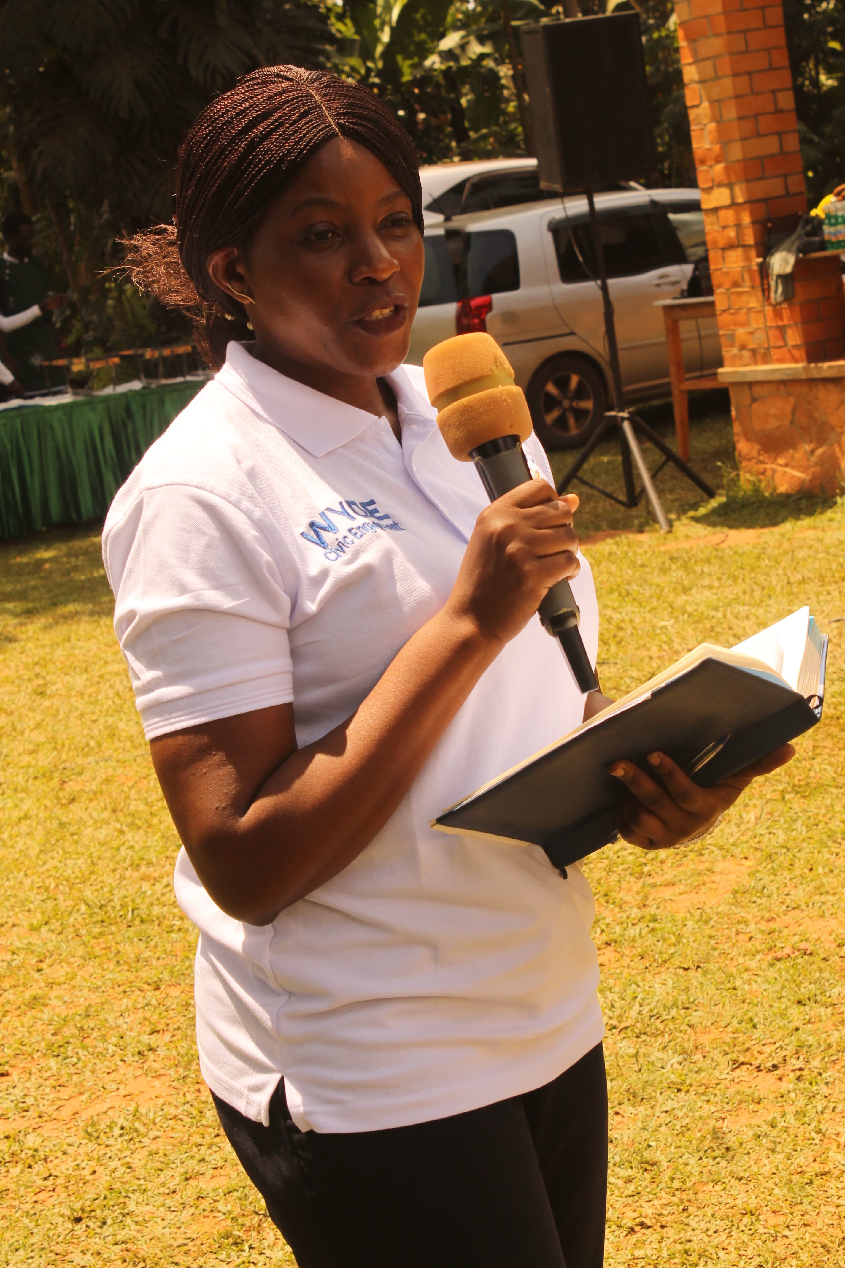 Project Officer giving speech on the exhibition day